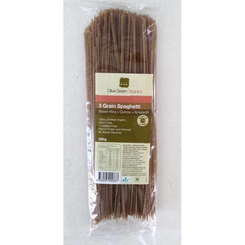 3 Grain Spaghetti 300g by OLIVE GREEN ORGANICS