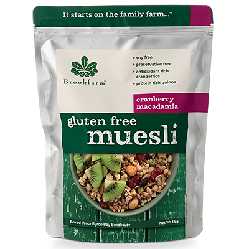 Gluten Free Macadamia Cranberry Muesli 950g by BROOKFARM