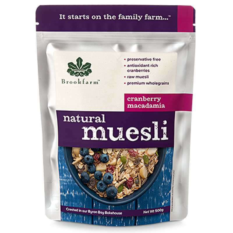 Natural Macadamia Cranberry Muesli 500g by BROOKFARM