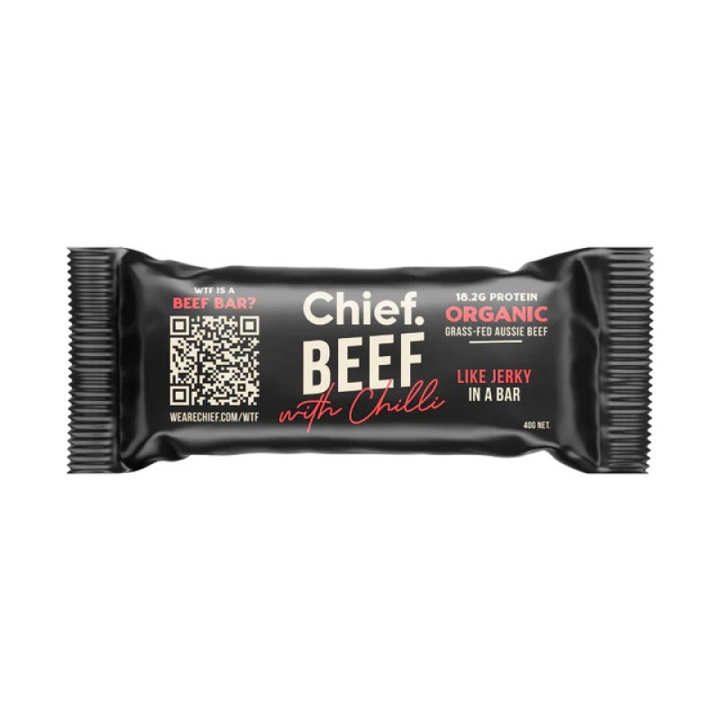 Grass Fed Beef & Chilli Bar 40g by CHIEF NUTRITION