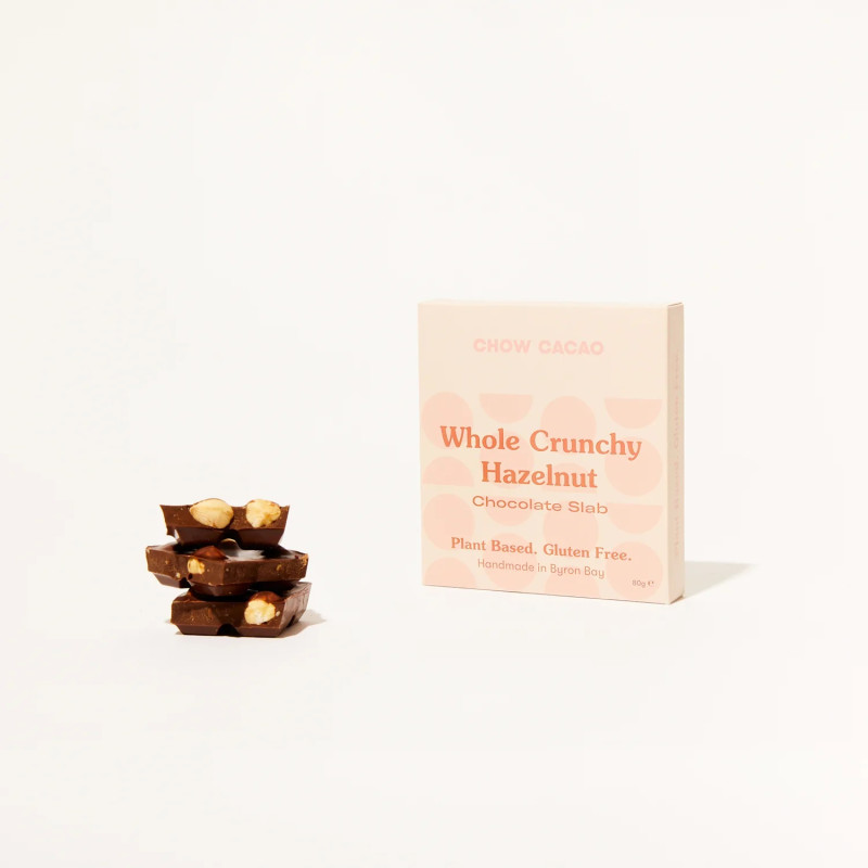 Whole Crunchy Hazelnut Chocolate Slab 80g by CHOW CACAO