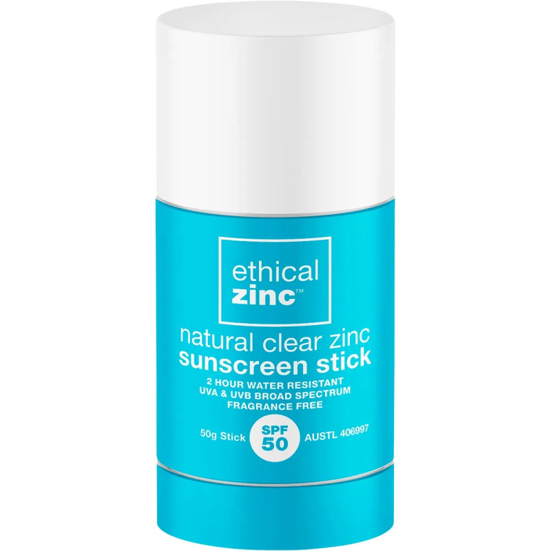 Natural Clear Zinc Sunscreen Stick SPF 50 50g by ETHICAL ZINC