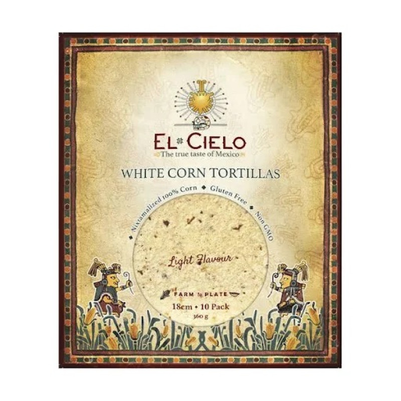 White Corn Tortillas 18cm (10 Pack) by EL CIELO