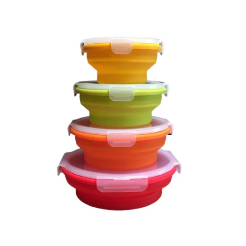 Pack & Stack Silicon Collapsible Round Containers (4) by KUVINGS