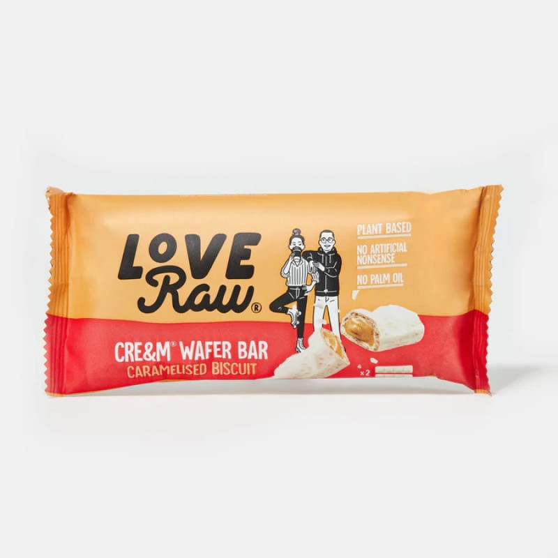 Cream Filled Wafer Bar Caramelised Biscuit 45g by LOVE RAW