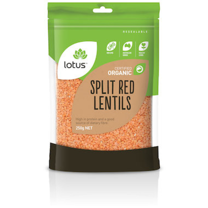 Organic Split Red Lentils 250g by LOTUS