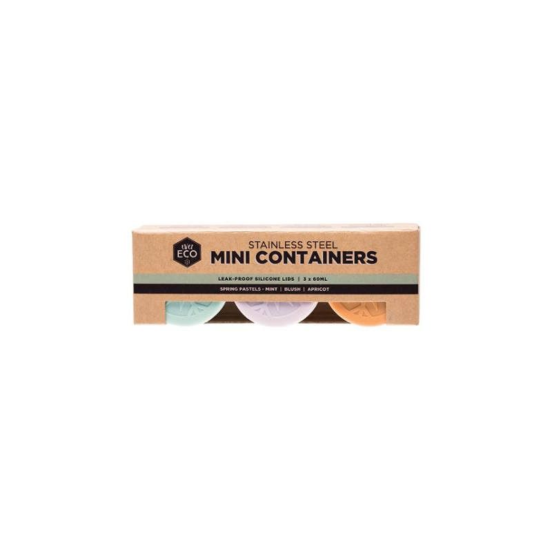 Stainless Steel Mini Containers Pastel (3 x 60ml) by EVER ECO