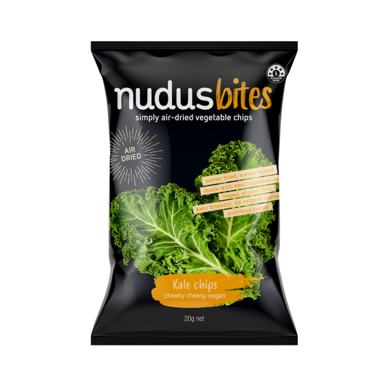 Air Dried Kale Chips - Cheeky Cheesy Vegan 20g by NUDUS
