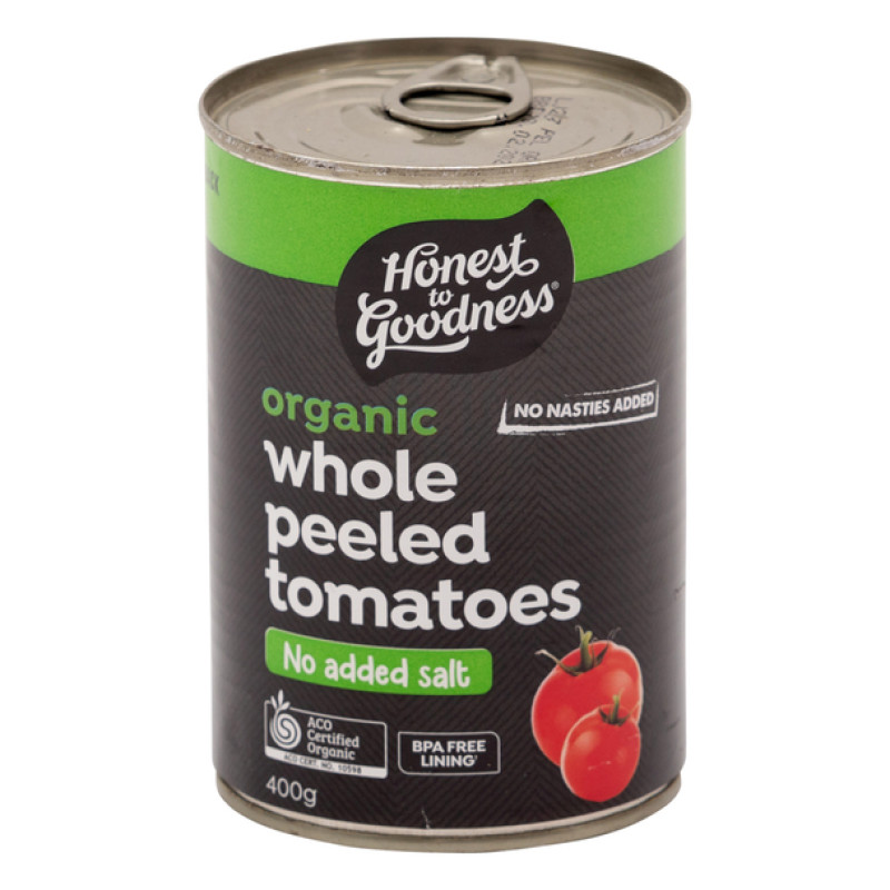 Organic Whole Peeled Tomatoes 400g by HONEST TO GOODNESS