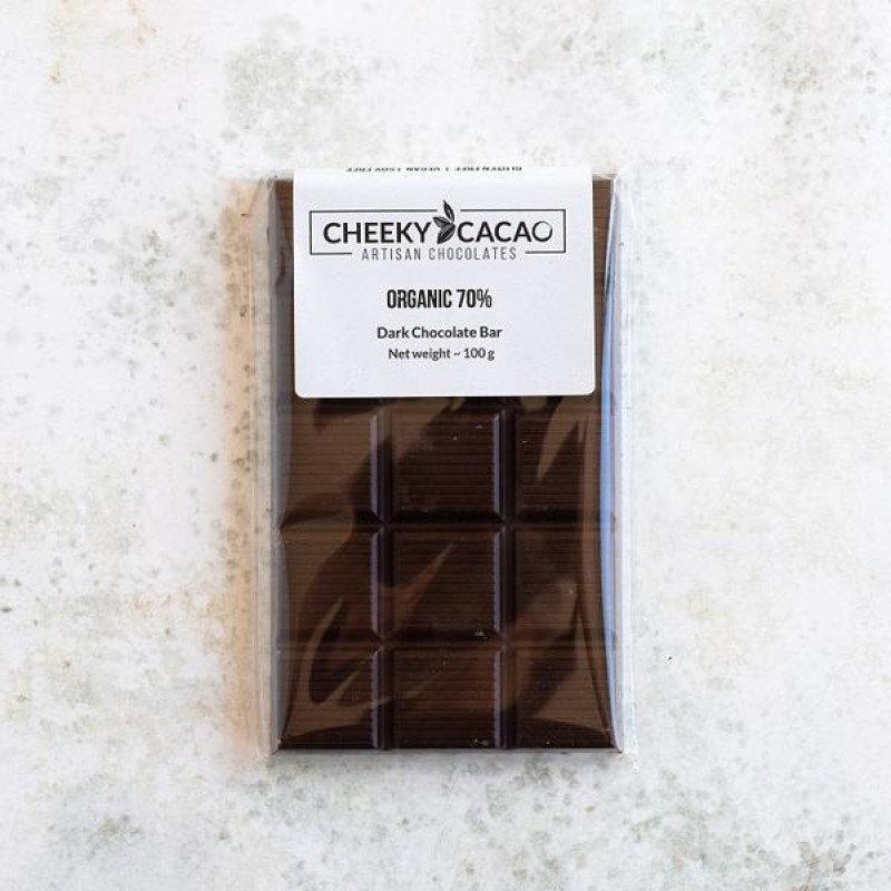 Organic 70% Dark Chocolate Bar 100g by CHEEKY CACAO