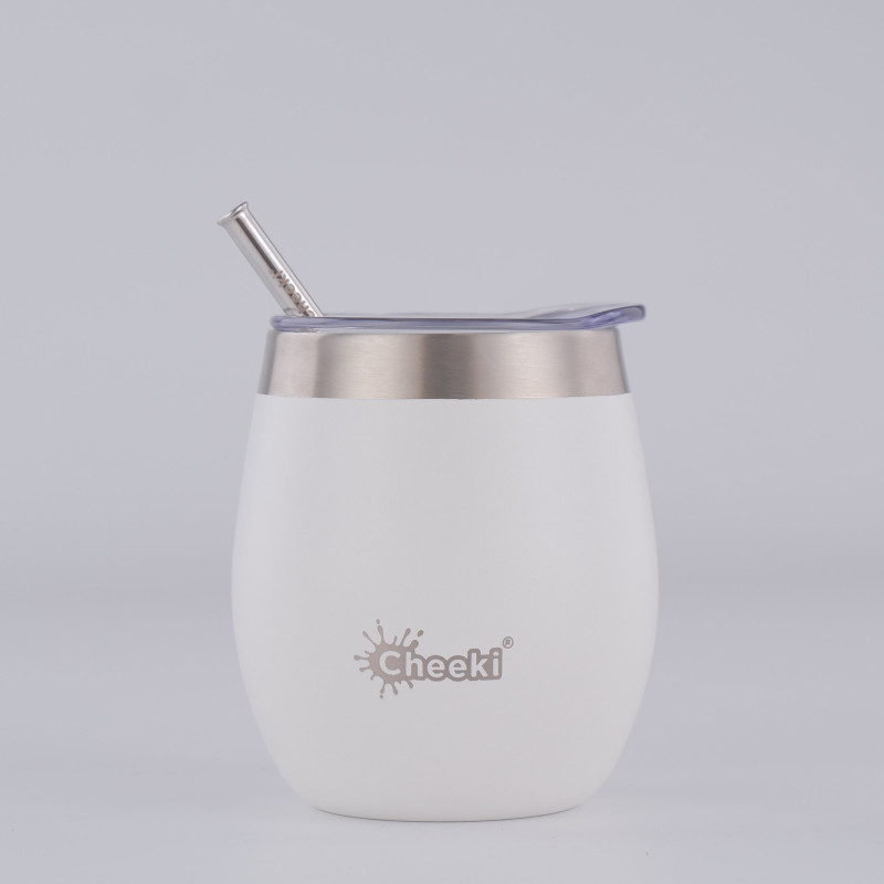 Insulated Wine Tumbler With Straw Spirit White 220ml by CHEEKI