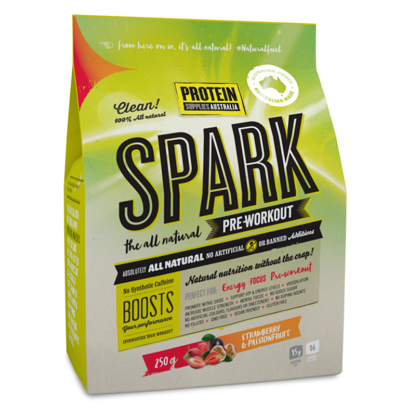 Spark Pre-Workout Strawberry & Passionfruit 250g by PROTEIN SUPPLIES AUST.