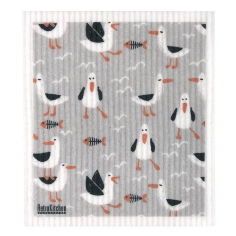 100% Biodegradable Dishcloth - Seagulls by RETRO KITCHEN