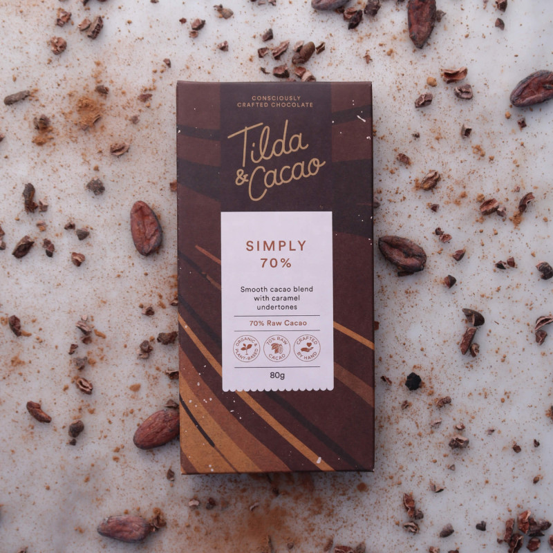 Simply 70% Cacao Chocolate Bar 80g by TILDA & CACAO
