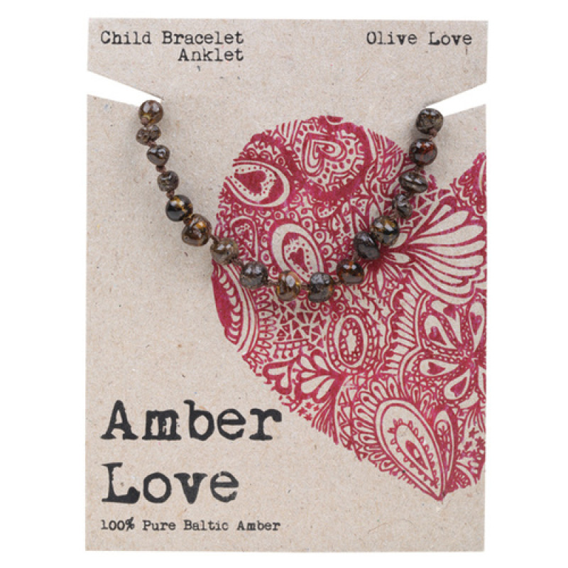 Amber Necklace Olive Love (Child 33cm) by AMBER LOVE