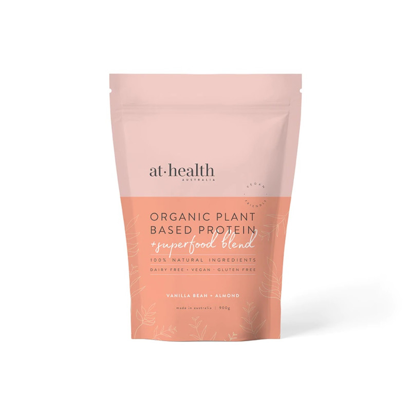 Organic Plant Protein Vanilla Bean + Almond 900g by AT HEALTH