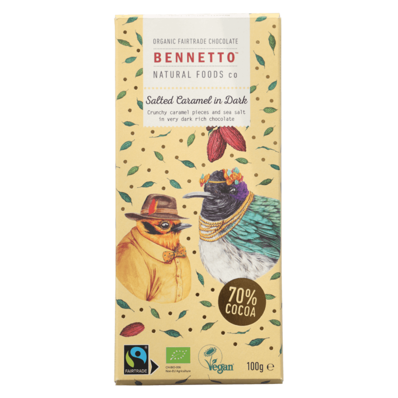 Salted Caramel Dark Organic Fairtrade Chocolate 100g by BENNETTO