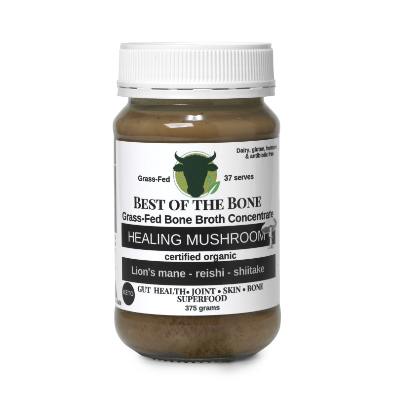 Organic Healing Mushroom Grass Fed Beef Bone Broth Concentrate 375g by BEST OF THE BONE