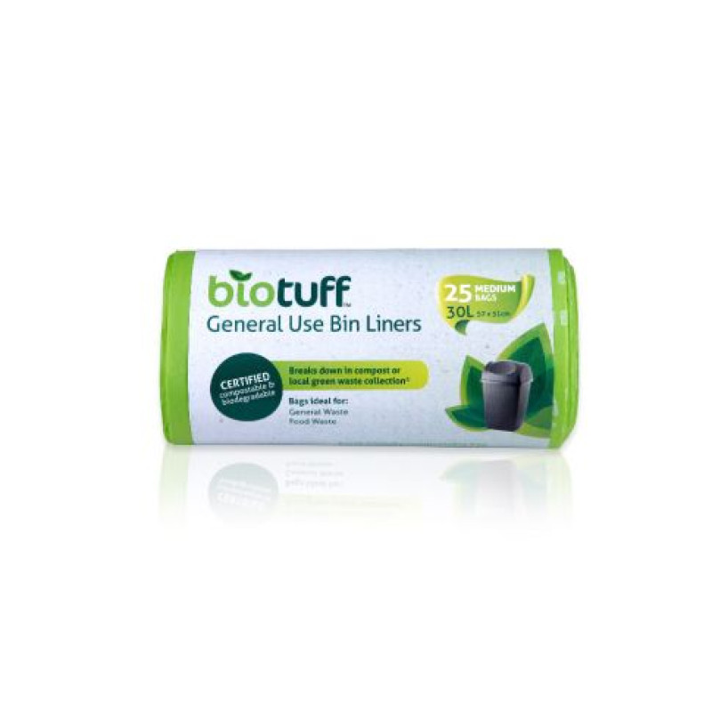 General Use Bin Liners Medium 30L x 25 by BIOTUFF