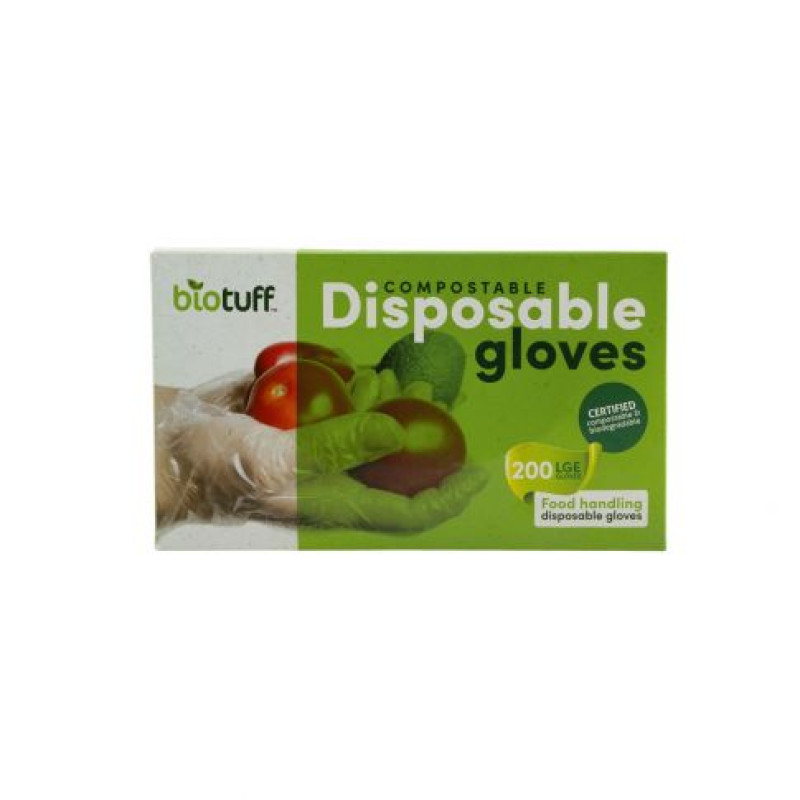 Compostable Disposable Gloves - Large (200) by BIOTUFF