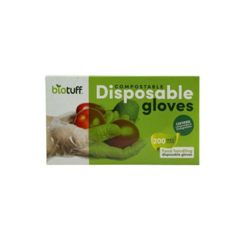 Compostable Disposable Gloves - Medium (200) by BIOTUFF