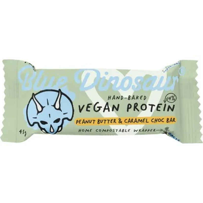Vegan Protein Bar - Peanut Butter & Caramel Choc 45g by BLUE DINOSAUR