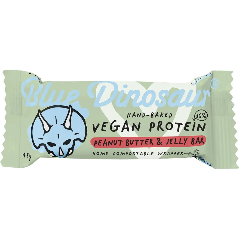 Vegan Protein Bar - Peanut Butter & Jelly 45g by BLUE DINOSAUR