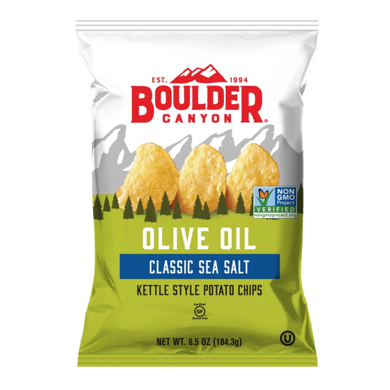 Olive Oil Kettle Style Potato Chips Classic Sea Salt 142g by BOULDER CANYON