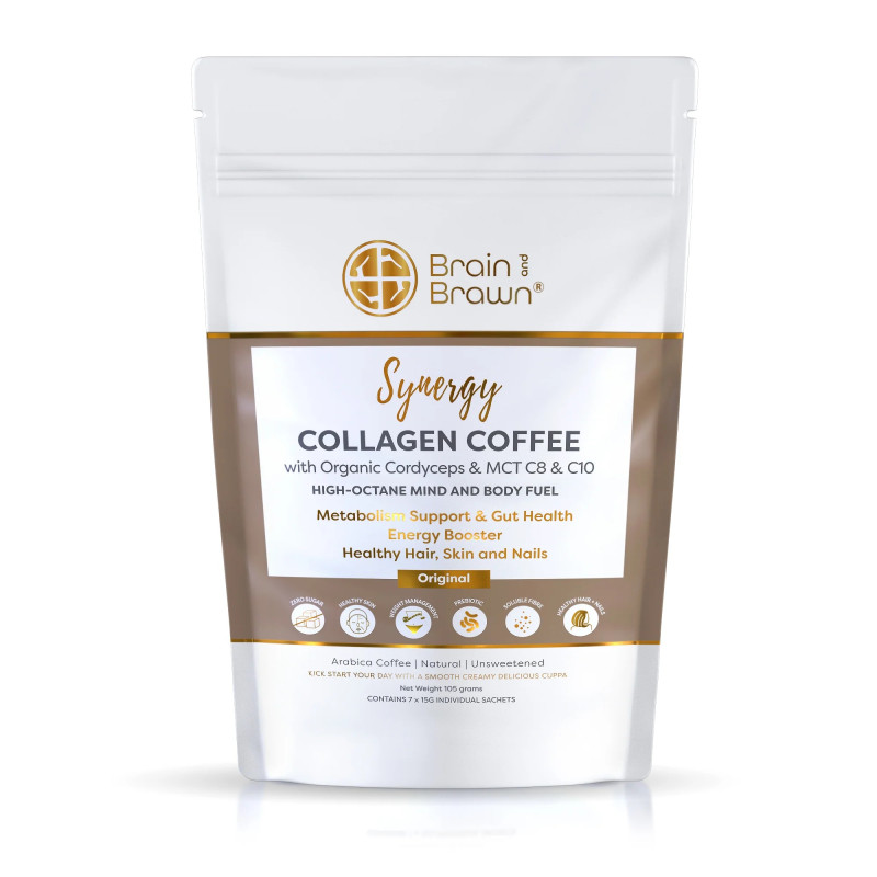 Collagen Coffee with Organic Cordyceps & MCT Sachets (7 x 15g) by BRAIN AND BRAWN