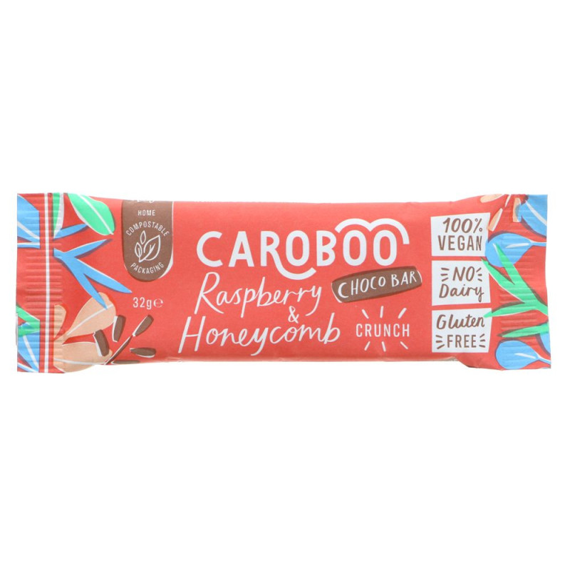 Raspberry & Honeycomb Crunch Choco Bar 32g by CAROBOO