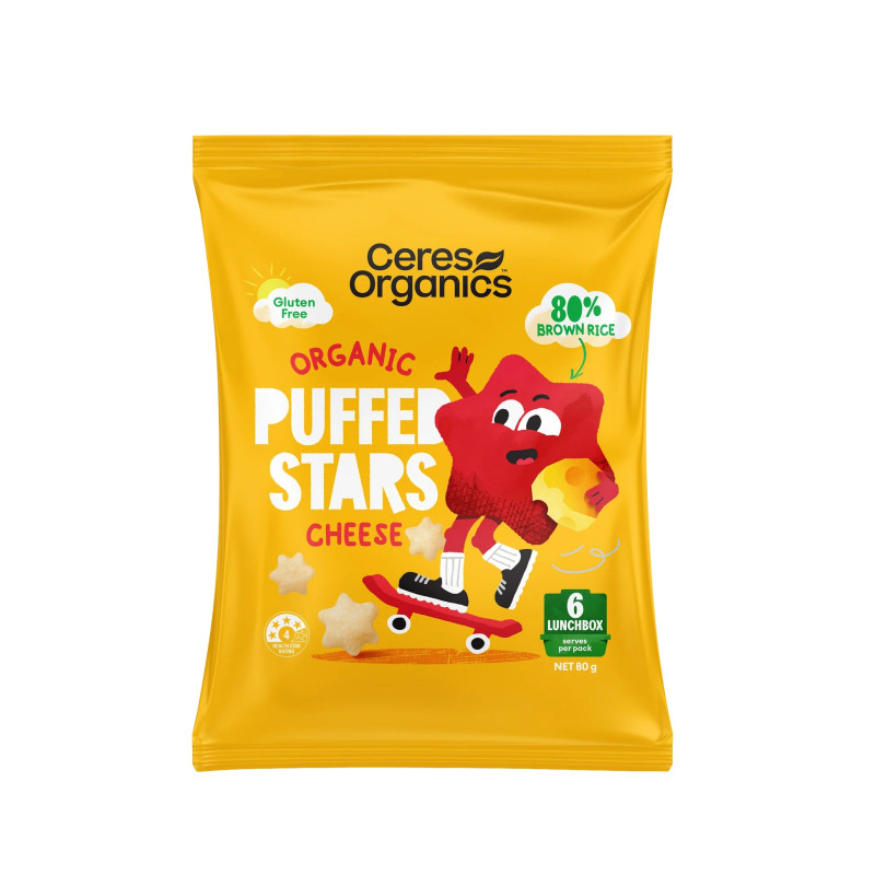 Organic Puffed Stars Cheese 80g by CERES ORGANICS