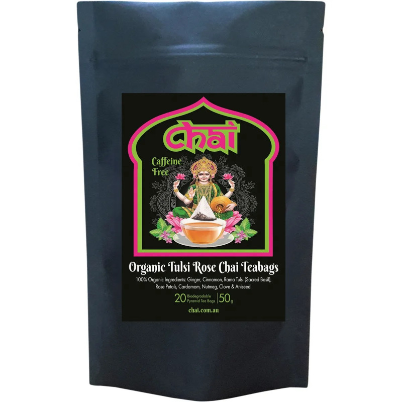 Organic Tulsi Rose Chai Tea Bags (20) by CHAI TEA