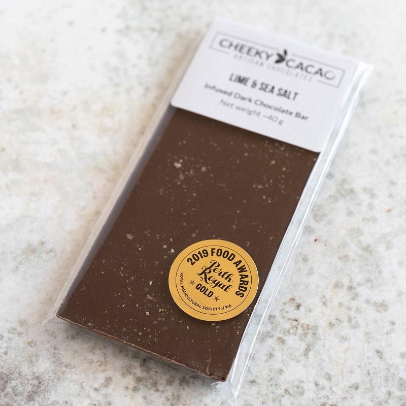Lime & Sea Salt Infused Dark Chocolate Mini Bar 40g by CHEEKY CACAO