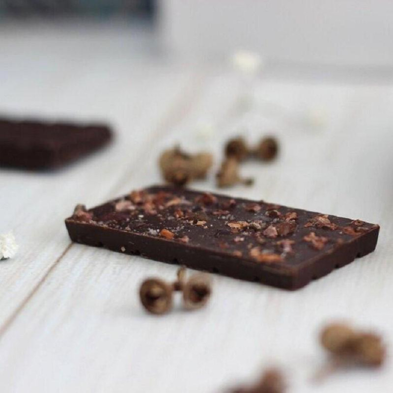 Cacao Nib & Sea Salt Topped Dark Chocolate Mini Bar 40g by CHEEKY CACAO