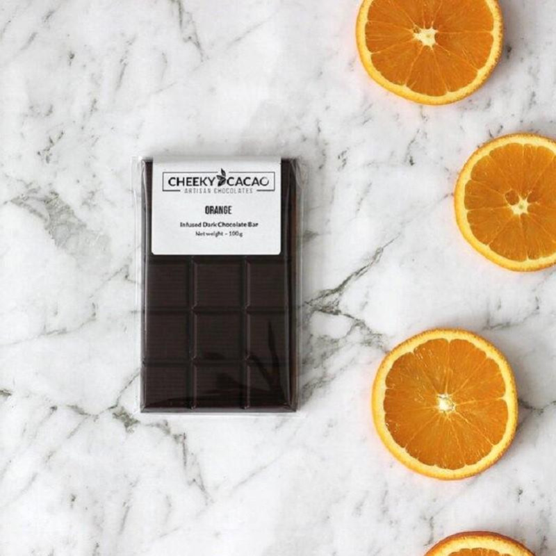 Orange Infused Dark Chocolate Bar 100g by CHEEKY CACAO