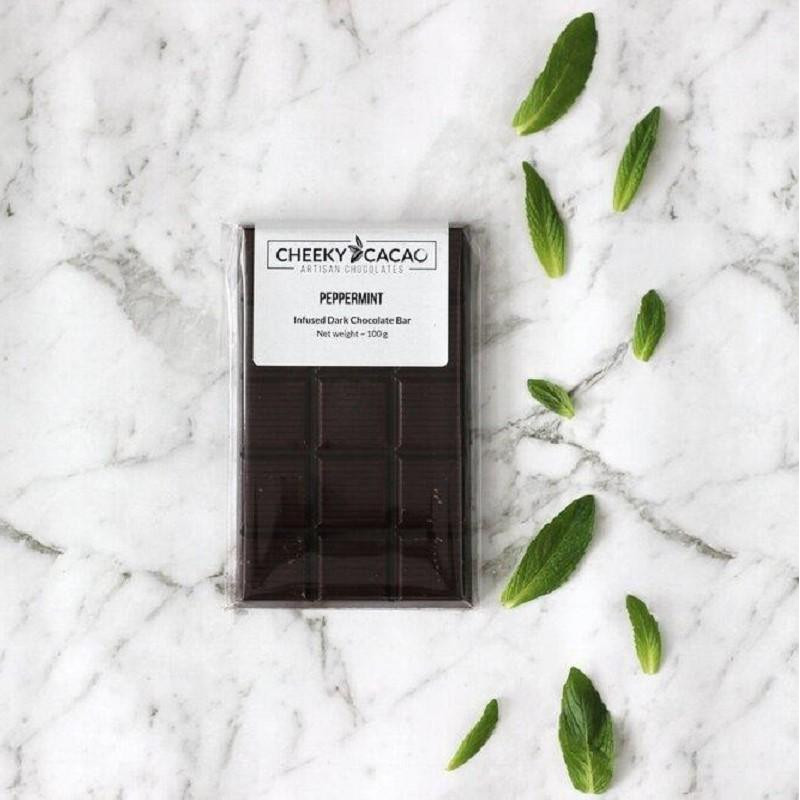 Peppermint Infused Dark Chocolate Mini Bar 40g by CHEEKY CACAO