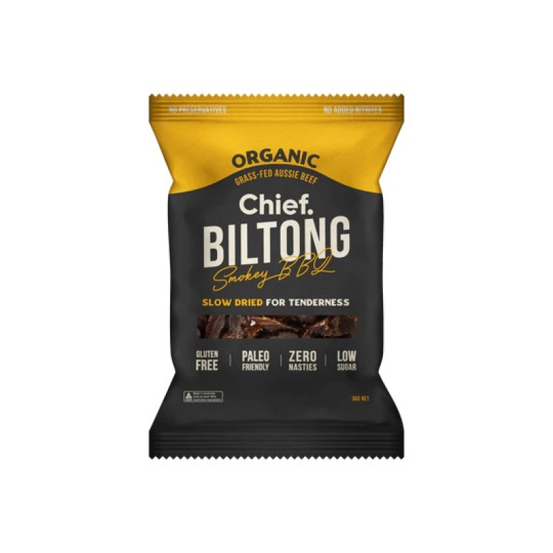 Grass Fed Biltong Smokey BBQ 30g by CHIEF NUTRITION