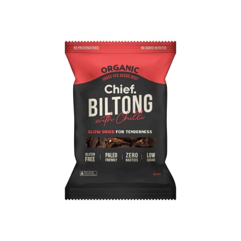 Grass Fed Biltong Chilli 30g by CHIEF NUTRITION