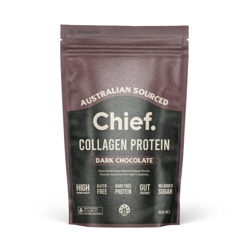 Grass Fed Collagen Protein Powder - Dark Chocolate 450g by CHIEF NUTRITION