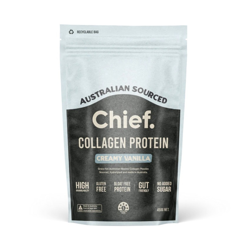 Grass Fed Collagen Protein Powder - Creamy Vanilla 450g by CHIEF NUTRITION