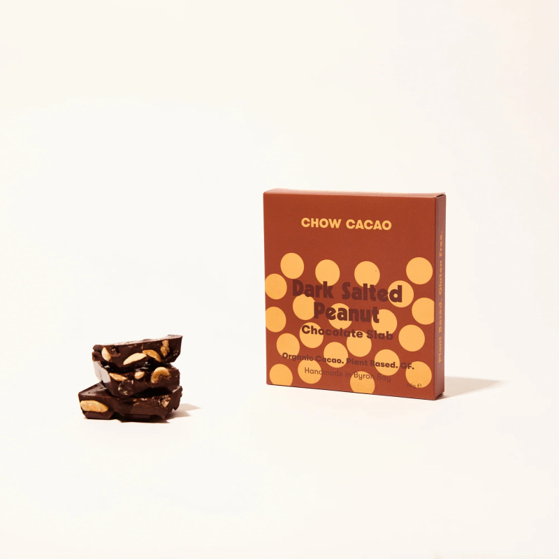 Dark Salted Peanut Chocolate Slab 80g by CHOW CACAO