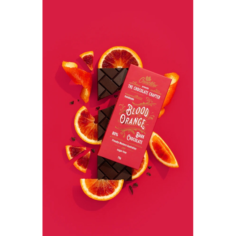 Sugar Free Blood Orange 80% Dark Chocolate 75g by CRUNCHBOX