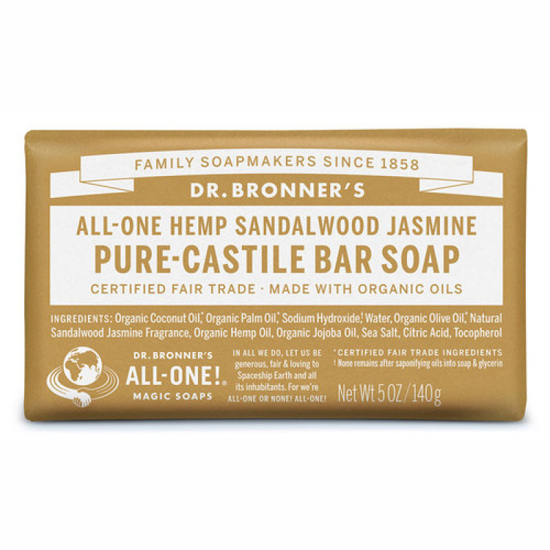 Castile Soap Bar Sandalwood Jasmine 140g by DR BRONNER'S