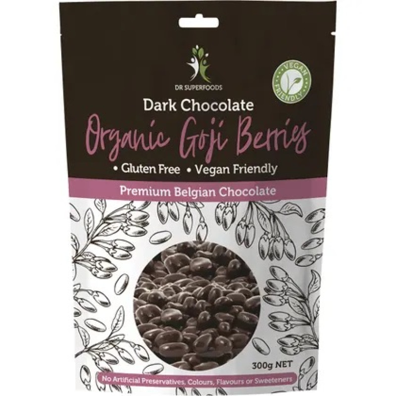 Dark Chocolate Organic Goji Berries 300g by DR SUPERFOODS