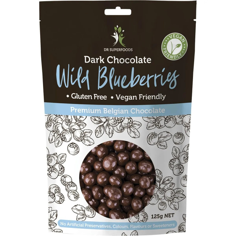 Dark Chocolate Wild Blueberries 125g by DR SUPERFOODS