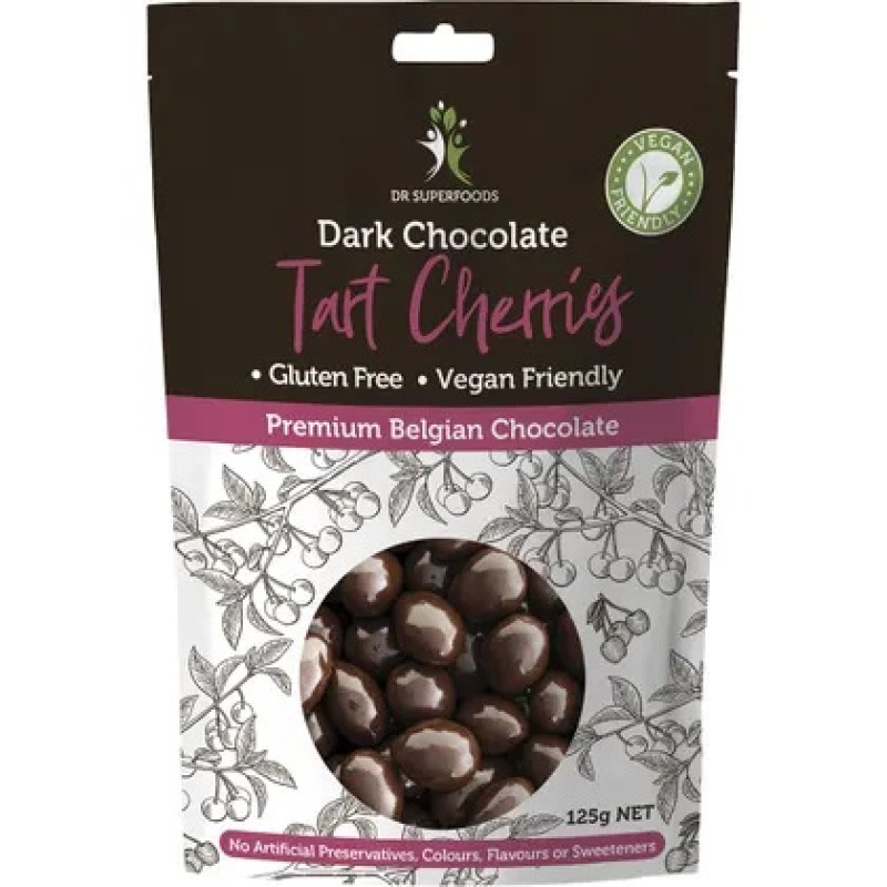 Dark Chocolate Tart Cherries 125g by DR SUPERFOODS