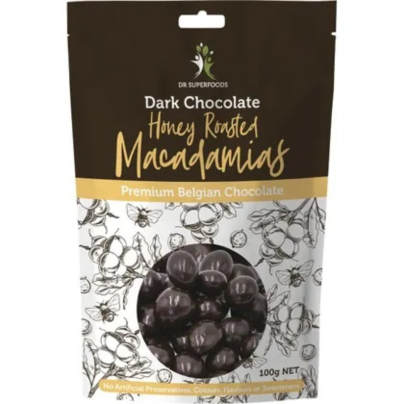 Dark Chocolate Honey Roasted Macadamias 100g by DR SUPERFOODS