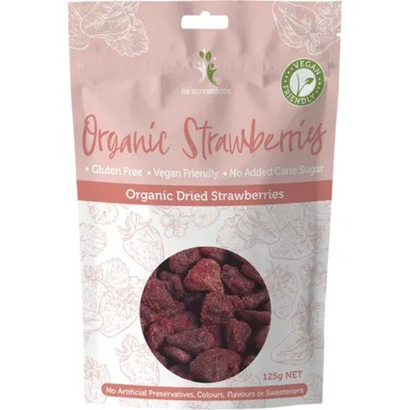 Organic Dried Strawberries 125g by DR SUPERFOODS