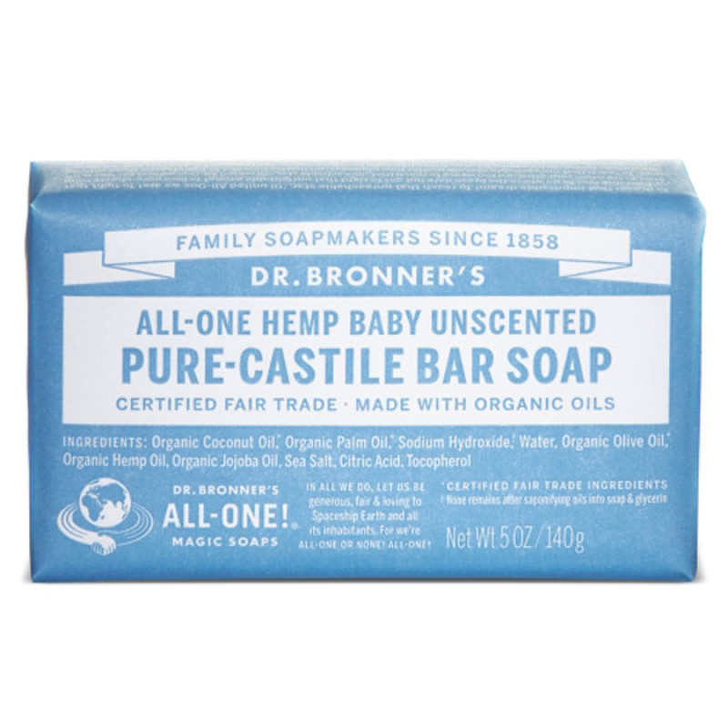 Castile Bar Soap Baby Unscented 140g by DR BRONNER'S