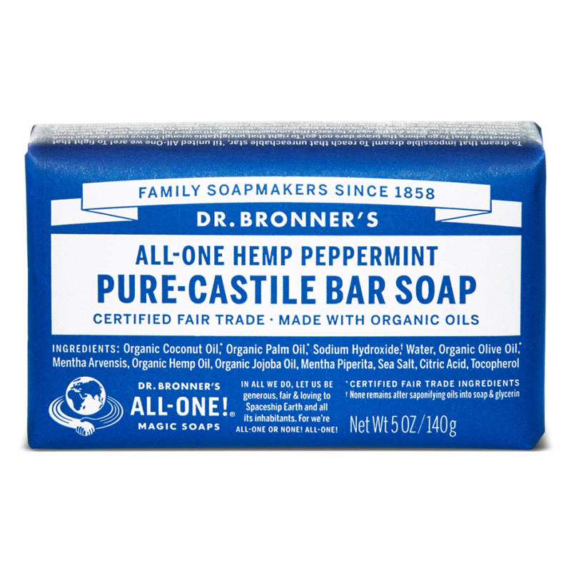 Castile Bar Soap Peppermint 140g by DR BRONNER'S